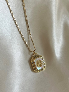 Pearl Compass Tag Necklace