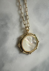 Shell Pearl Medallion Necklace