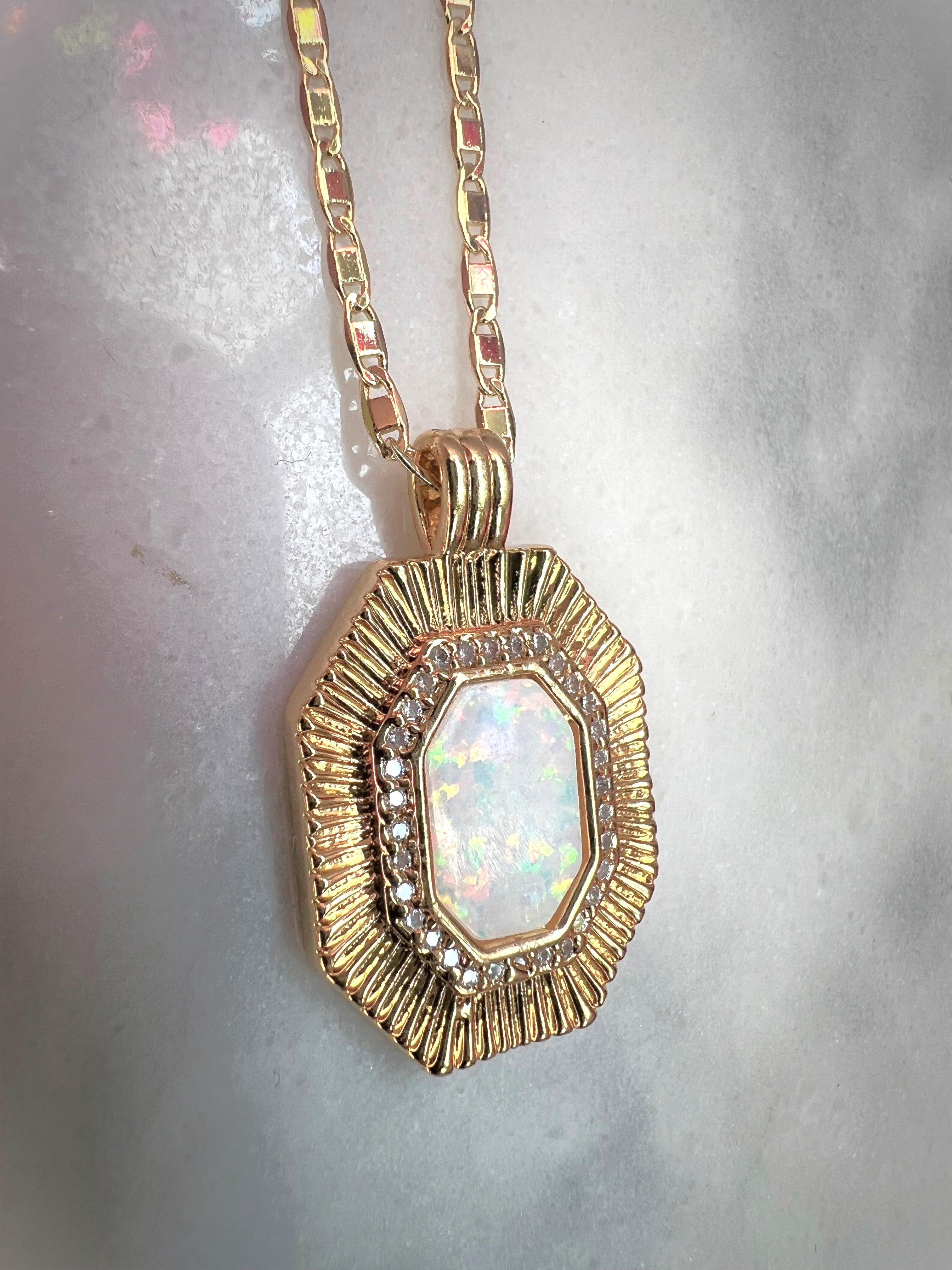 Trinity Opal Tag Necklace