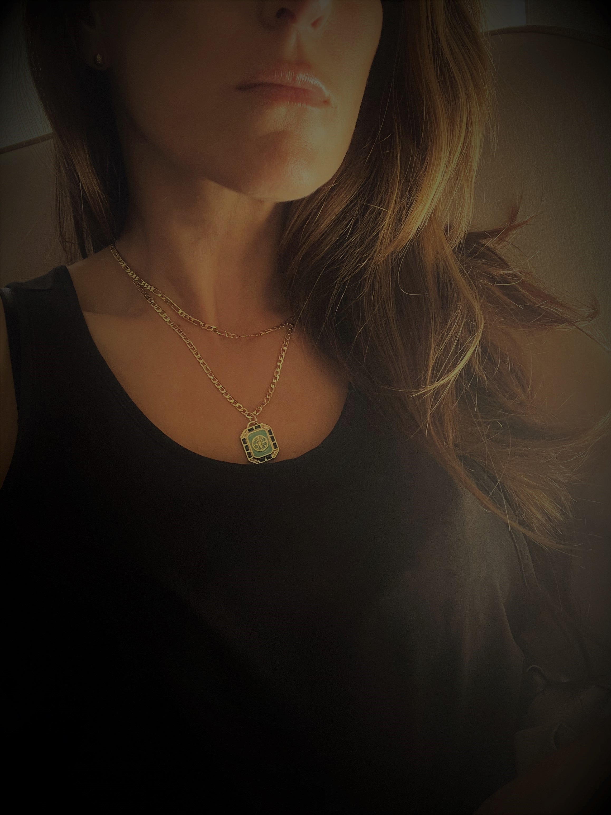Emerald Compass Tag Necklace