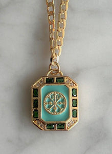 Emerald Compass Tag Necklace